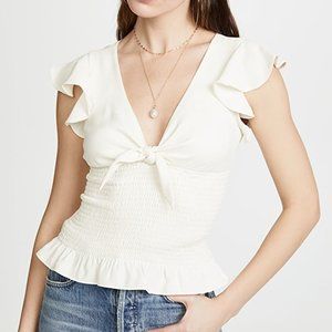 NWOT Amanda Uprichard Ember Smocked Top - Ivory
